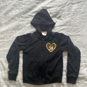 Danskin Now Zipper Hoodie Black with Gold Accents Size 6-6x